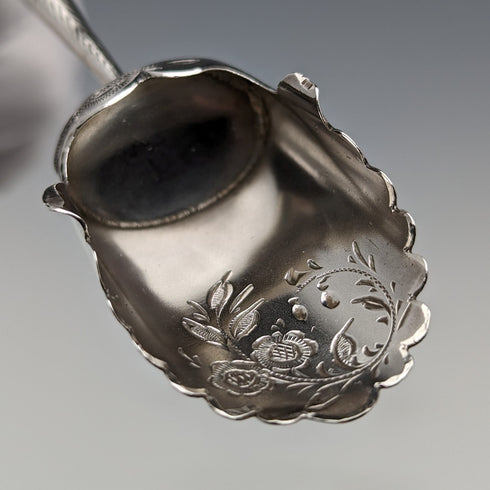 1911年 英国アンティーク 白蝶貝ハンドル 純銀製 ティーキャディースプーン William Henry Leather